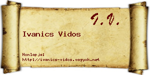 Ivanics Vidos névjegykártya